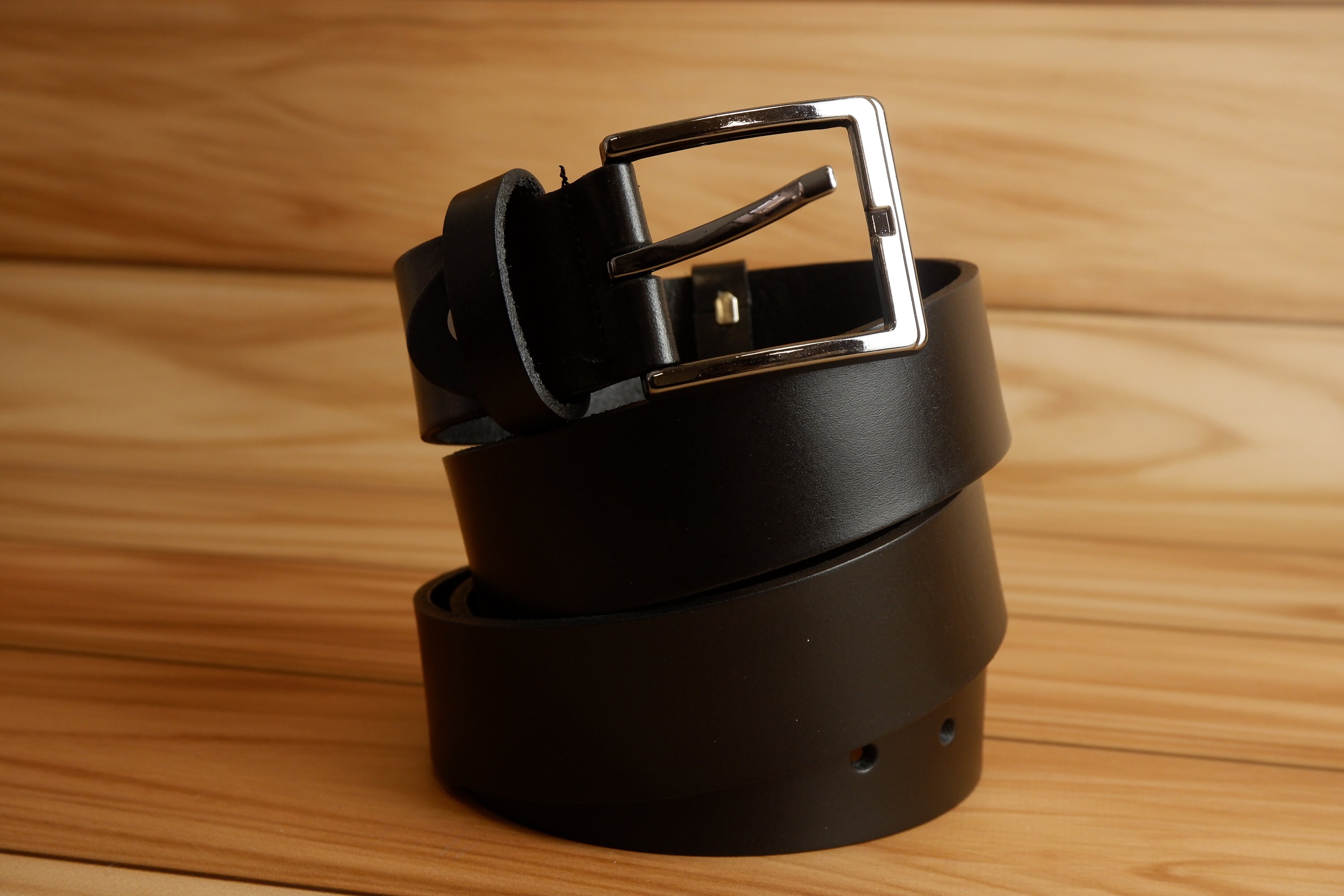 小物 CLANE LEATHER BELT BLACK Premium 100% Geniune Leather Belt – Adjustable Black Belt