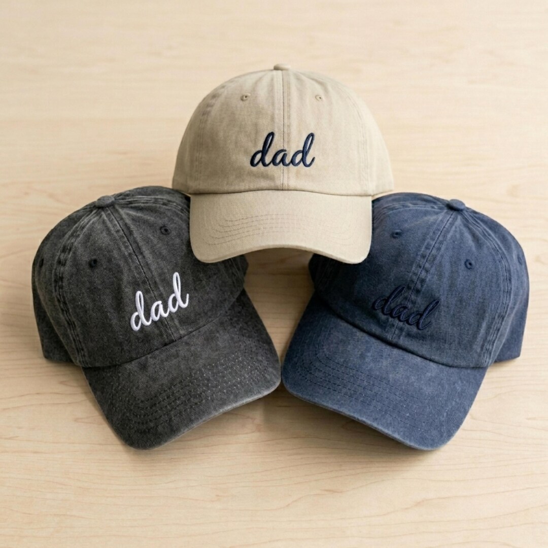 Dad Embroidered Cap, Father's Day Gift, Washed Cotton Dad Hat, Custom ...