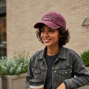 Vintage New York Brooklyn Hat, Washed Cotton Denim Dad Cap, Embroidered NYC Streetwear Hat,