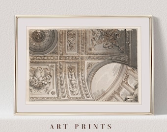 Vintage Architectural Drawing |Architectural Drawing PRINTABLE | Sketch Architecture| Antique Drawing Prints |Sketch Printable Wall Art| 79