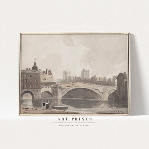 Vintage Cityscape Painting | Paris Drawing Art Print | French Cityscape Prints | Cityscape Painting PRINTABLE | Cityscape Drawing | 1050