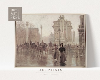 Vintage Cityscape Painting | Paris Art Print | French Cityscape Prints |European Cityscape Painting PRINTABLE | Cityscape Oil Painting |1007