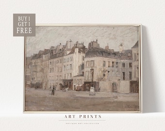 Vintage Cityscape Painting | Paris Art Print | French Cityscape Prints |European Cityscape Painting PRINTABLE | Cityscape Oil Painting |1006