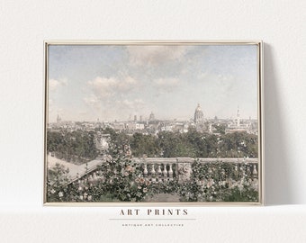 Paris Cityscape Painting | Vintage Art Print | French Cityscape Prints |European Cityscape Painting PRINTABLE | Cityscape Oil Painting |1004