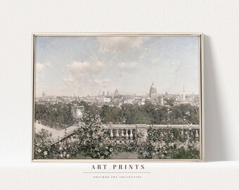 Vintage Cityscape Painting | Paris Art Print | French Cityscape Prints |European Cityscape Painting PRINTABLE | Cityscape Oil Painting |1004