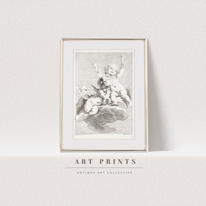 Vintage Architectural Drawing | Antique Angel Prints | Architecture Sketch art PRINTABLE | Vintage Sketch of cherubs Wall Art |83