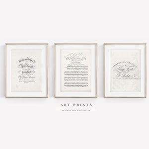 Vintage Sheet Music Print |Music Wall Art Set of 3 |Printable Old Music Pages | Musical Scores Pages |Junk Journal| Lirycs old Music|S129-S3
