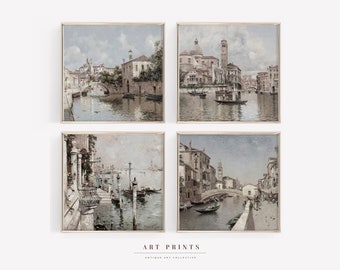 Vintage Cityscape Painting Gallery Wall Art| Venice Art Prints Set | Italian City Print Set | Venice PRINTABLE Vintage Gallery Set |S57-S4
