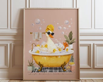Bathroom Prints  | Toilet Art Goose in Bathtub Print | Digital Wall Decor for Bathroom | Digital Prints| Bathroom Poster | 73