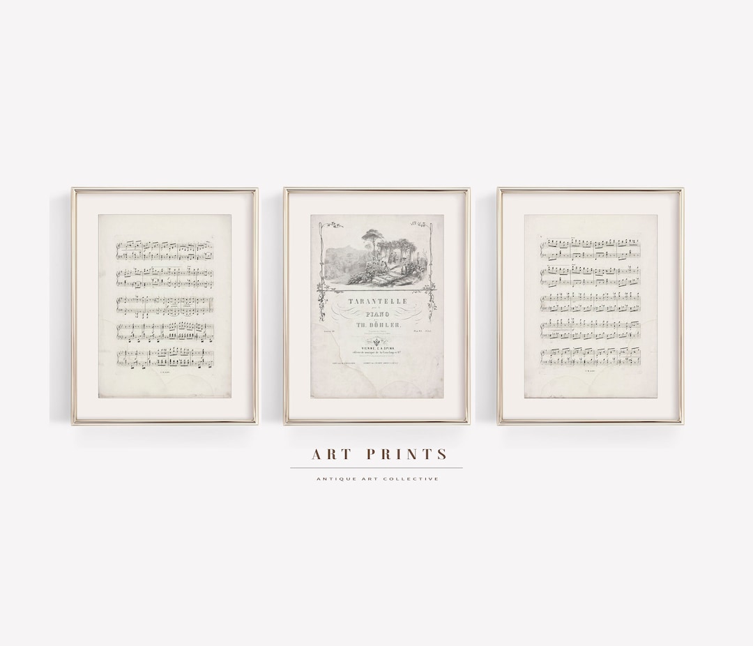 Vintage Sheet Music Print |music Wall Art Set of 3 |printable Old Music ...