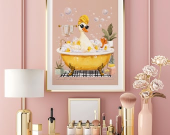 Bathroom Prints  | Toilet Art Goose in Bathtub Print | Digital Wall Decor for Bathroom | Digital Prints| Bathroom Poster | 73