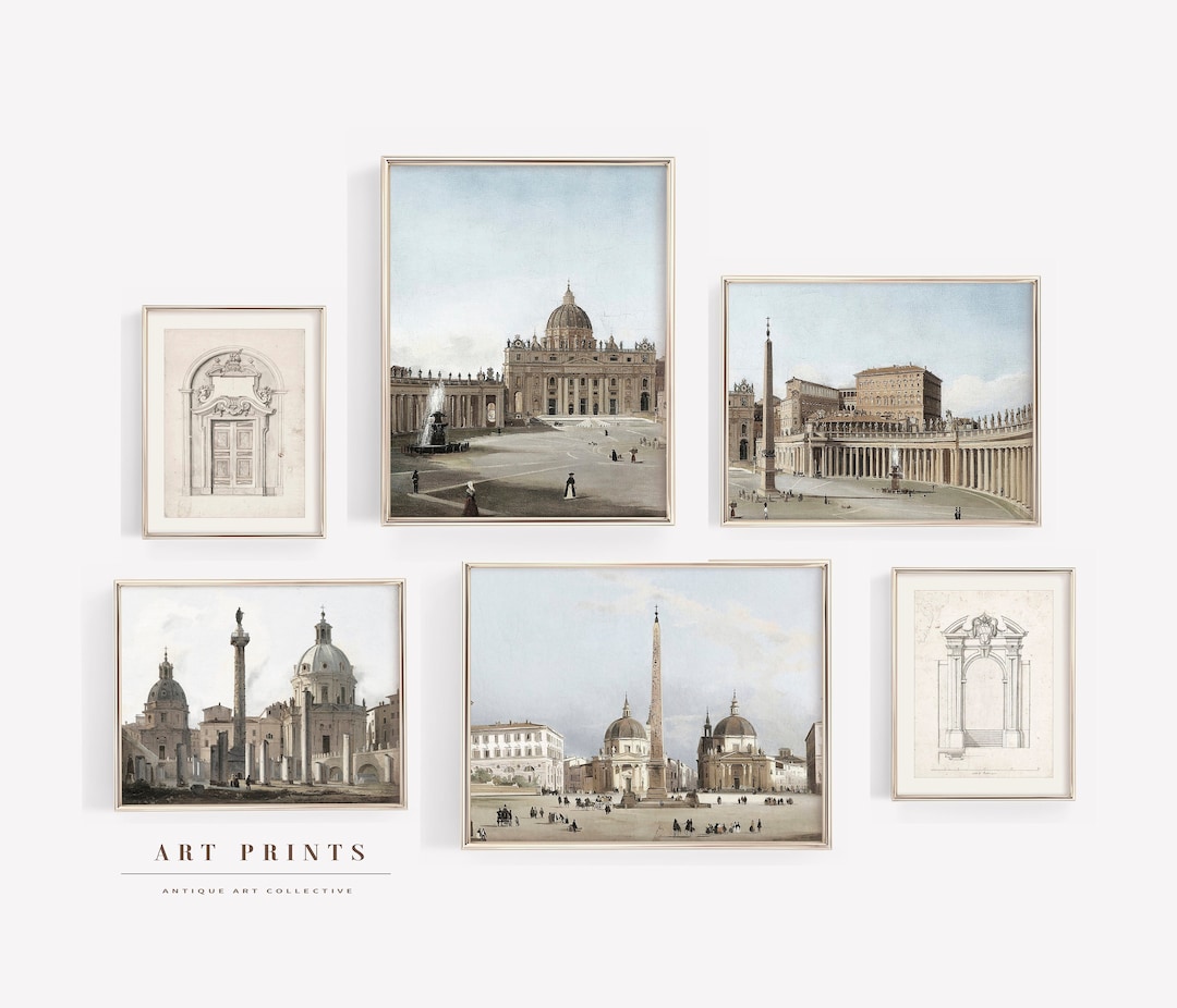 Picture Idea: Vintage Cityscape Painting Gallery Wall Art