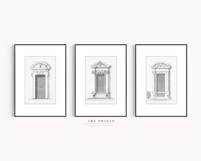 Architecture Drawing Gallery Wall Art Vintage Architecture Sketch Art