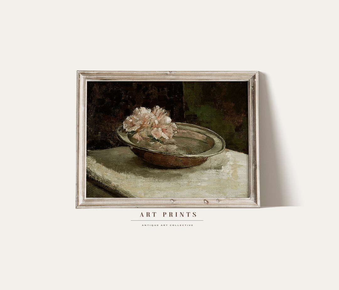 Vintage Flower Still Life Painting Print | Antique Roses Pink Paint ...