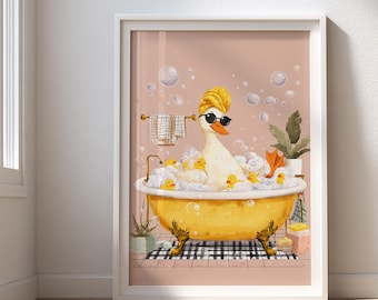 Bathroom Prints  | Toilet Art Goose in Bathtub Print | Digital Wall Decor for Bathroom | Digital Prints| Bathroom Poster | 73