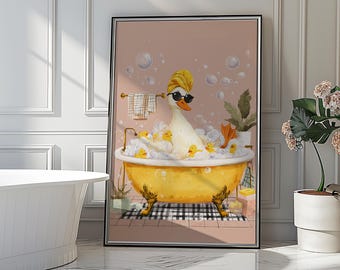 Bathroom Prints  | Toilet Art Goose in Bathtub Print | Digital Wall Decor for Bathroom | Digital Prints| Bathroom Poster | 73