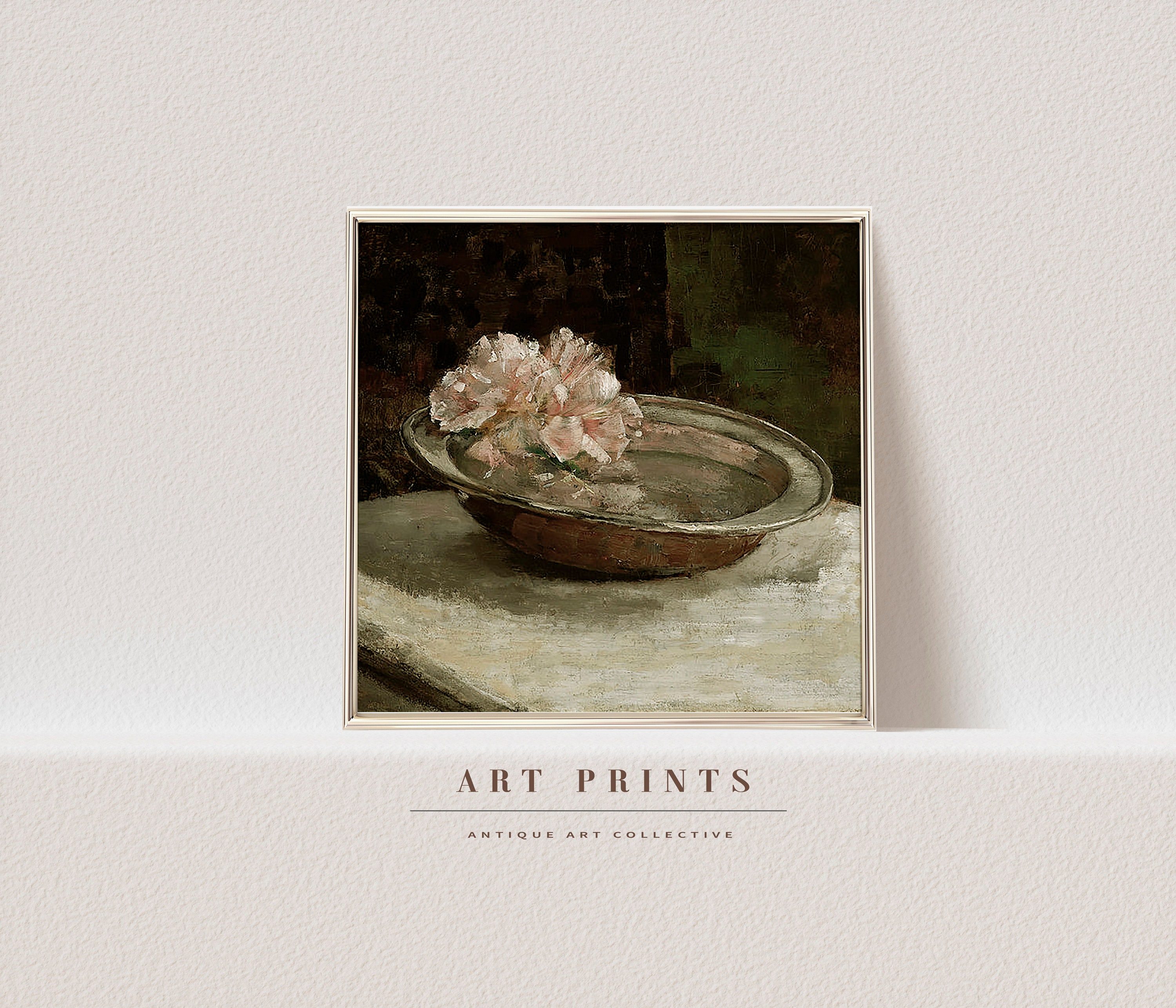Vintage Flower Still Life Painting Print | Antique Roses Pink Paint ...