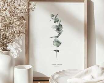 Set of 3 Eucalyptus and Sage Minimalist Watercolor Wall Art Prints| Living Room Greenery Home Decor|Printable Herbs Botanical Poster Set|35