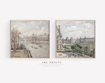 Paris Cityscape Painting Gallery Wall Art|Vintage City Art Prints Set |European City Print Set |Paris PRINTABLE Vintage Gallery Set |S103-S4