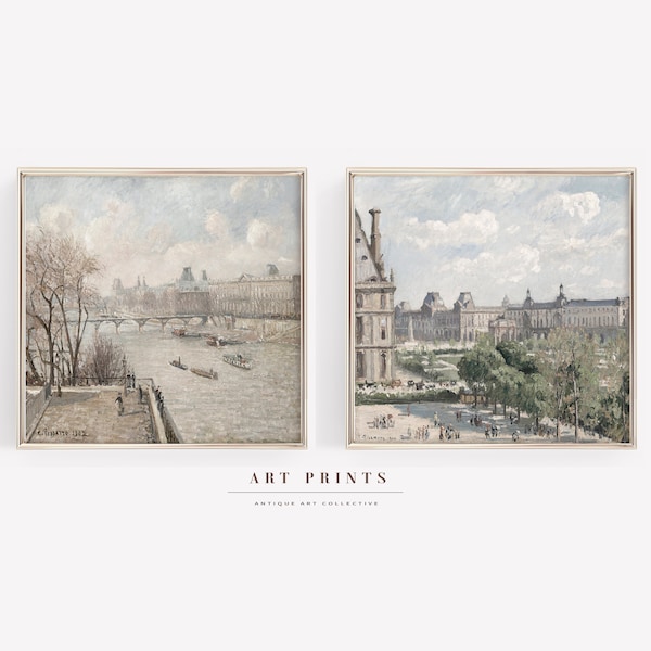 Paris Cityscape Painting Gallery Wall Art|Vintage City Art Prints Set |European City Print Set |Paris PRINTABLE Vintage Gallery Set |S103-S4