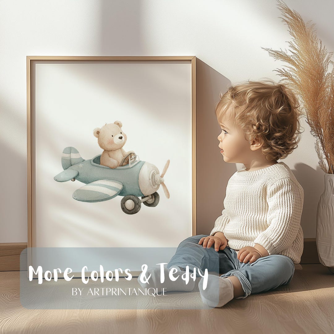 Set of 3 Custom Teddy Bear Nursery Wall Art Print|personalized Name ...