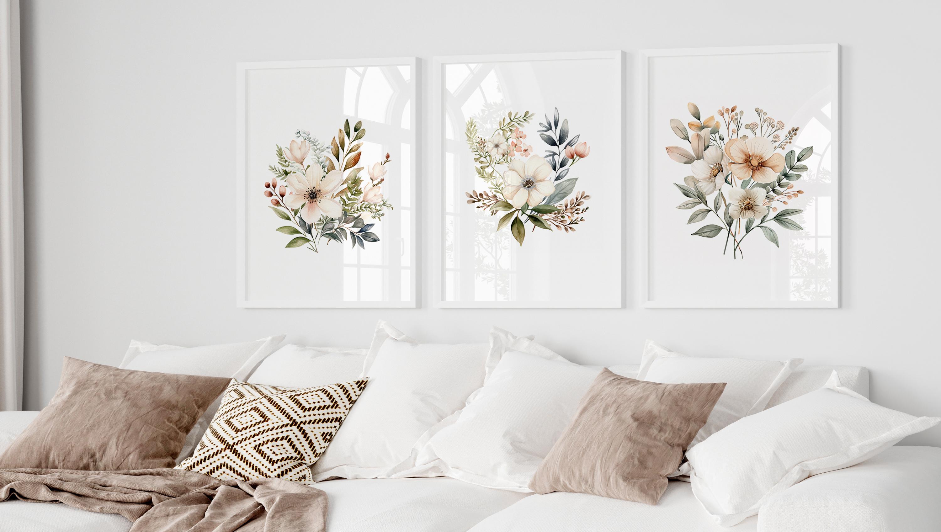 Set of 3 Wildflowers |vintage Botanical Watercolor Wall Art Print