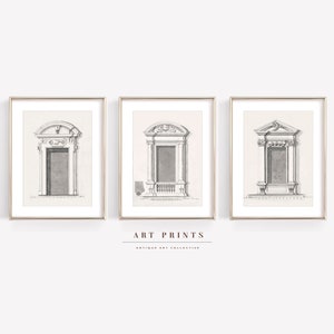 Architecture Drawing Gallery Wall Art |Vintage Architecture Sketch Art Prints | Architectural Set of Three |PRINTABLE Gallery Set |S104-S3