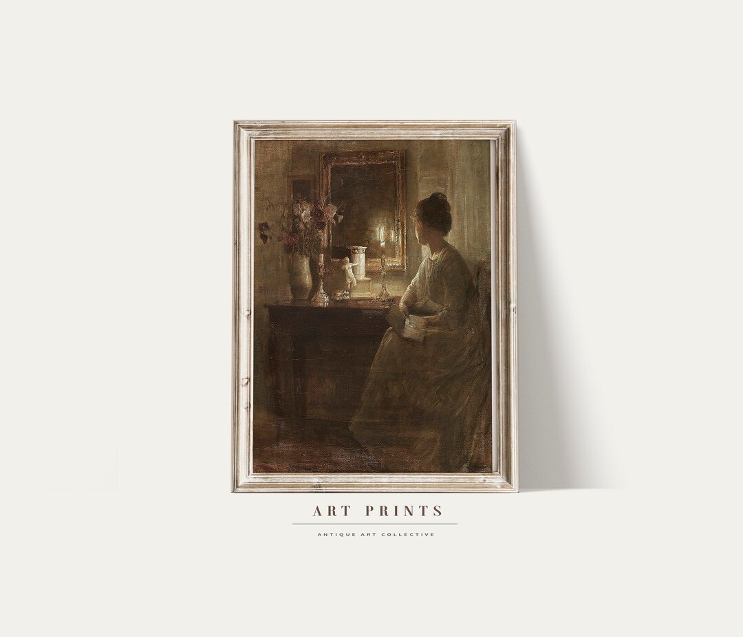 Vintage Portrait Painting Print|antique European Woman Reading,moody ...