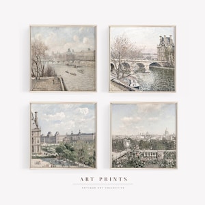 Vintage Cityscape Painting Gallery Wall Art| Paris Art Prints Set | European City Print Set | Paris PRINTABLE Vintage Gallery Set |S102-S4