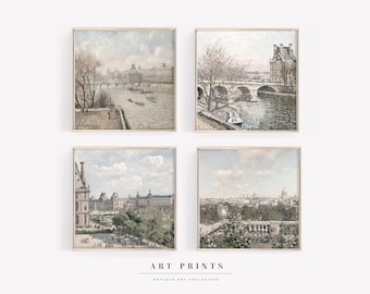 Vintage Cityscape Painting Gallery Wall Art| Paris Art Prints Set | European City Print Set | Paris PRINTABLE Vintage Gallery Set |S102-S4