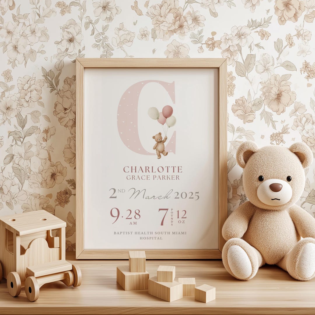 New Baby Personalised Print: Birth Stats Keepsake, Newborn Gift, Baby ...
