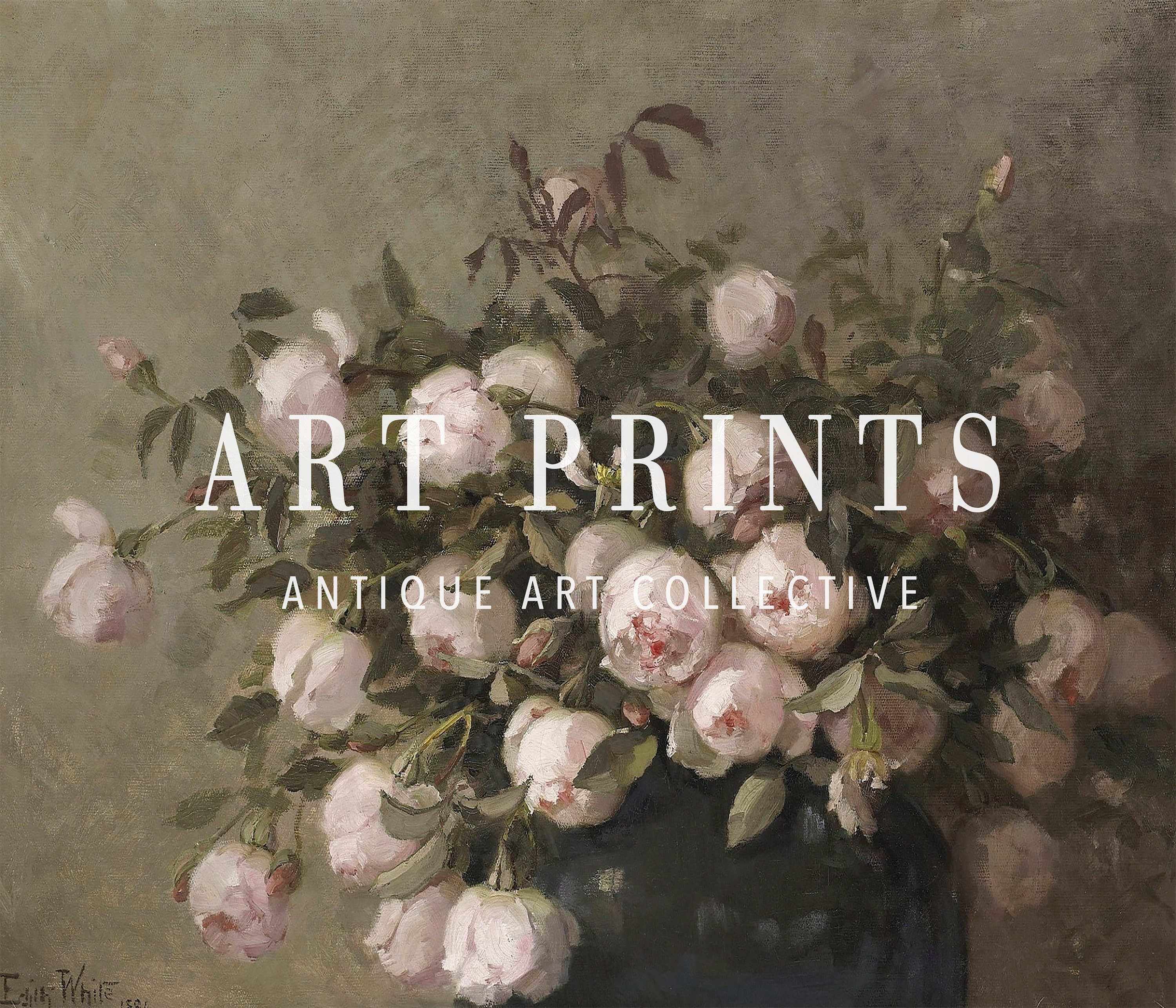 Vintage Roses Still Life Oil Painting / Antique Flower Rose Pink Paint ...