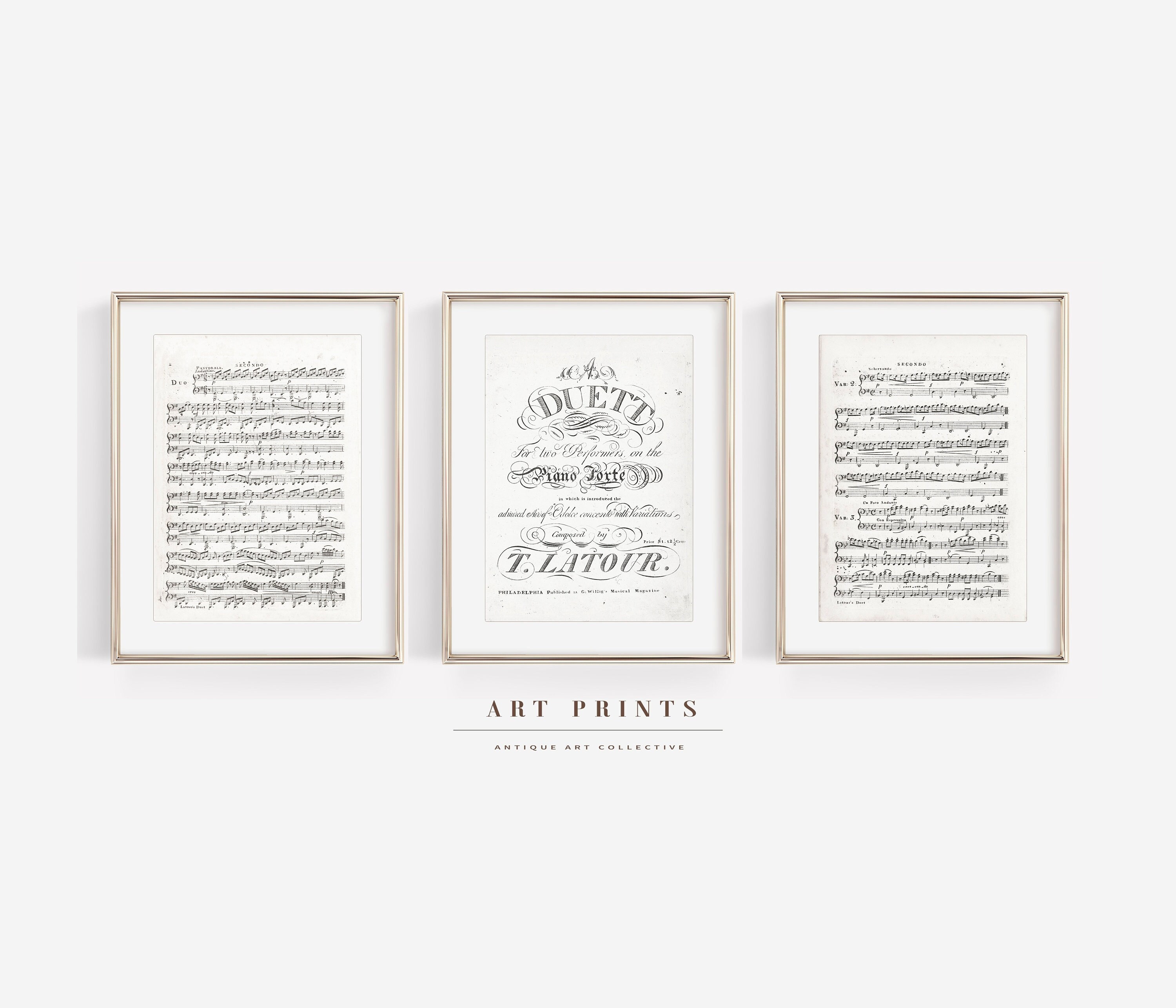 Vintage Sheet Music Print music Wall Art Set of 3 printable - Etsy