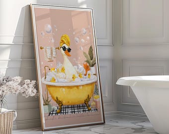 Bathroom Prints  | Toilet Art Goose in Bathtub Print | Digital Wall Decor for Bathroom | Digital Prints| Bathroom Poster | 73