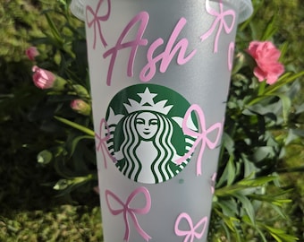 Personalised Starbucks Bow Design Cold Cup Choice of Colours