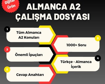 Almanca A2 Alistirma Dosyasi (Tüm A2 Konulari, 1000+ Soru, Cevap Anahtari)