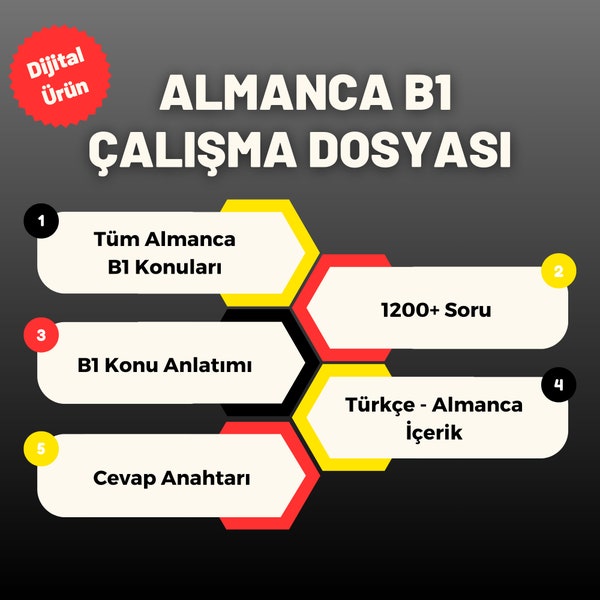 Almanca B1 Alistirma Dosyasi + Konu Anlatimi (Tüm B1 Konulari, 1200+ Soru, Cevap Anahtari)