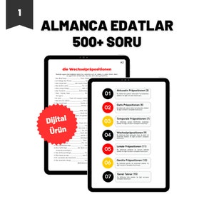 Tüm Almanca Edatlar A1-B1 Edatlar Konu Anlatimi, 500 Soru, Cevap Anahtari Bild 2