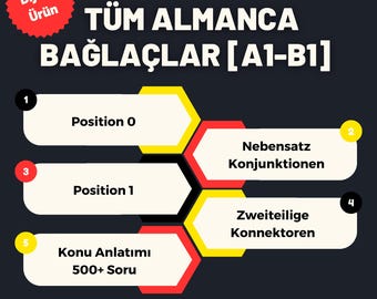 Tüm Almanca Bağlaçlar (A1-B1 Bağlaçlar Konu Anlatimi, +500 Soru, Cevap Anahtari)