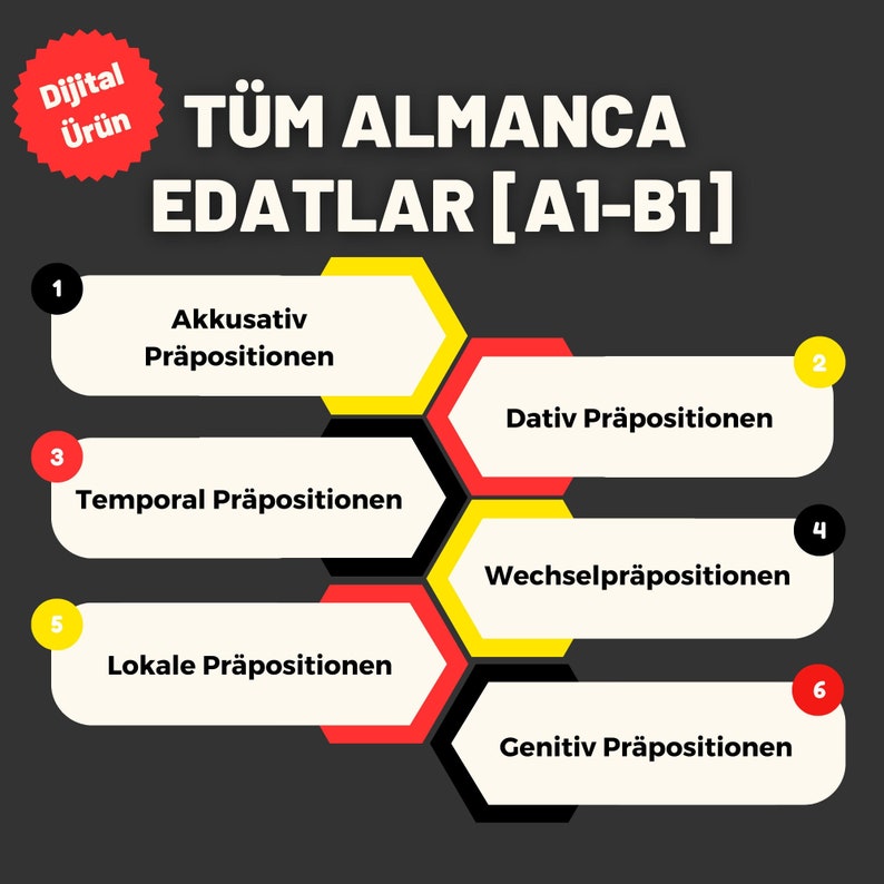 Tüm Almanca Edatlar A1-B1 Edatlar Konu Anlatimi, 500 Soru, Cevap Anahtari Bild 1