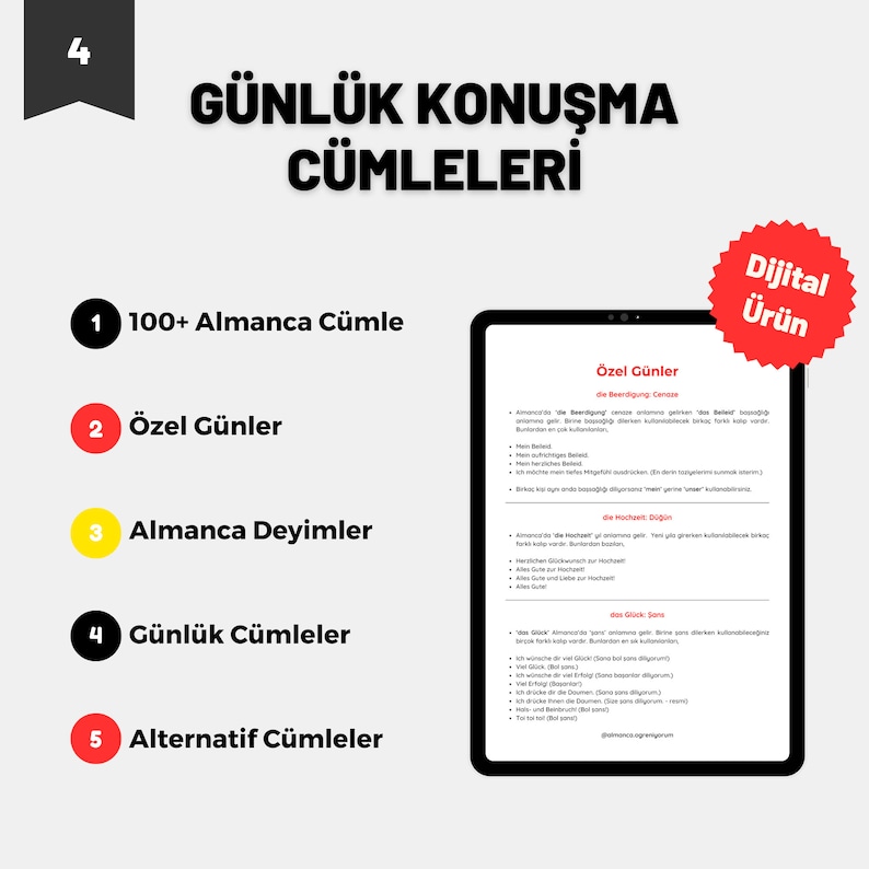 1000 Temel Almanca Cümle Almanca Fiiller, Almanca Kelimeler, Önemli İpuçları Bild 5