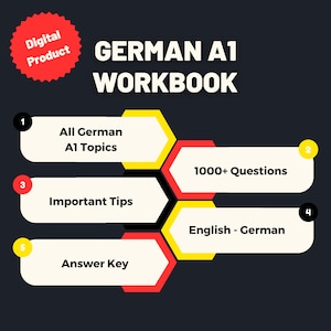 German A1 Workbook (Includes All German A1 Topics, 1000+ Questions, Answer Key) [EN-DE]