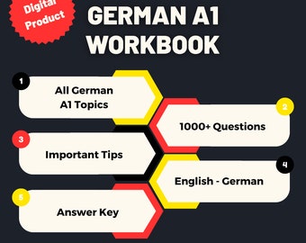 German A1 Workbook (Includes All German A1 Topics, 1000+ Questions, Answer Key) [EN-DE]