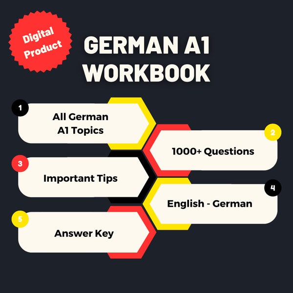 German A1 Workbook (Includes All German A1 Topics, 1000+ Questions, Answer Key) [EN-DE]