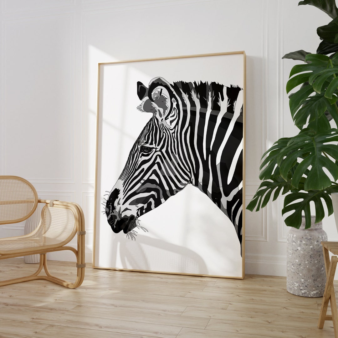 Zebra Wall Art, Black and White Wall Art, Black and White Decoration