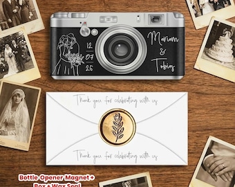 Country Themed ,  Personalized Bottle Opener Magnet Wedding Favor – Custom UV Printed Guest Gift with Box & Wax Seal