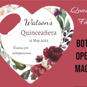 Quinceañera and Sweet 16 Magnet Bottle Opener Magnet, Mis Quince Anos, Sweet 15 Favor