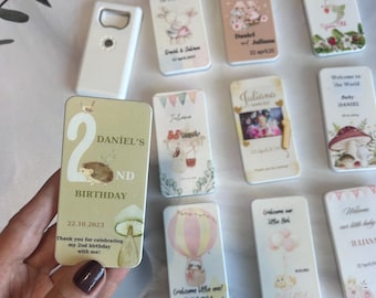 Customizable Baby Shower Bottle Opener Magnet, Birthday Party Favor