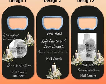 Personalized Memorial Bottle Opener Magnet, Funeral Remembrance Favors