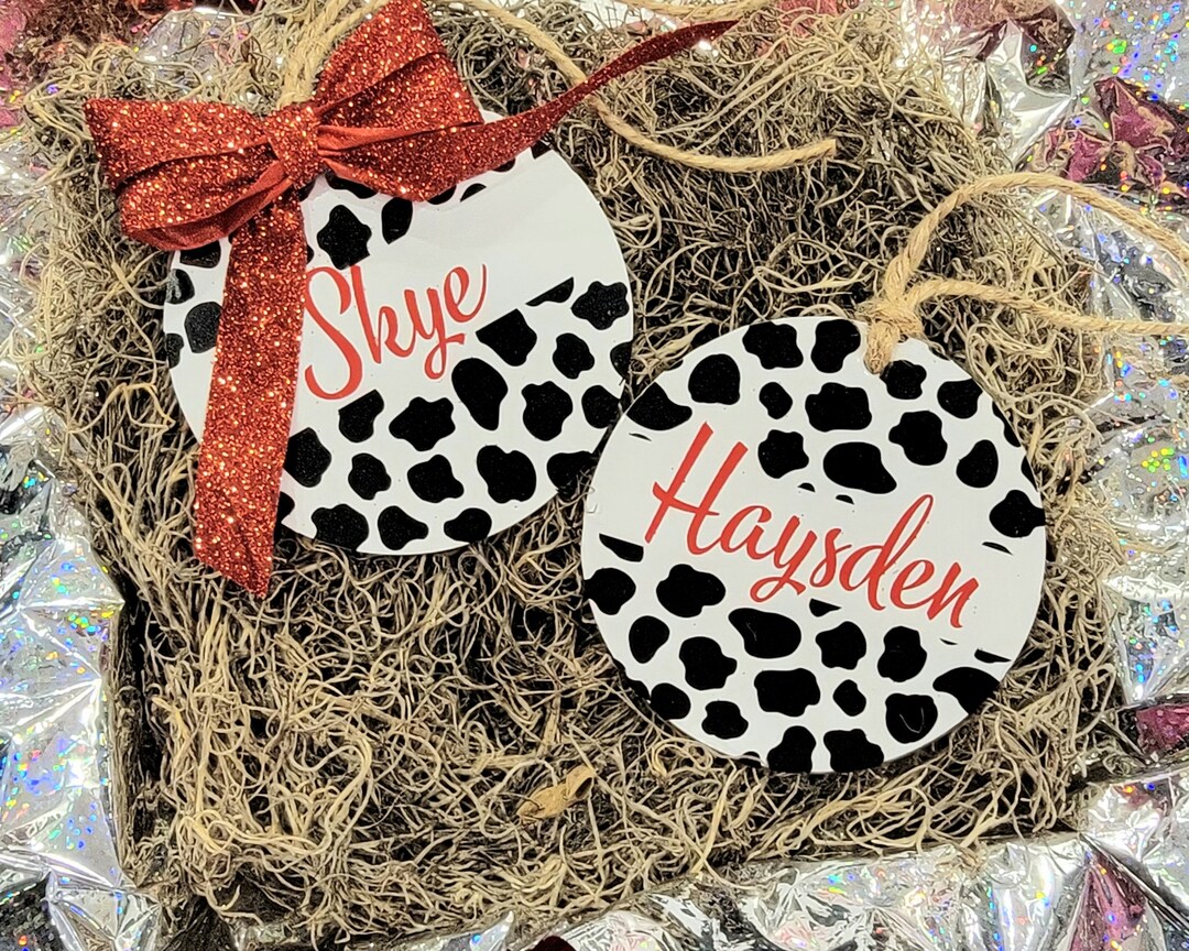 Personalized Cow Print Ornaments Etsy